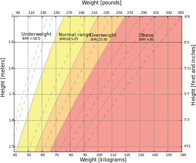 chart showing BMI calculations
